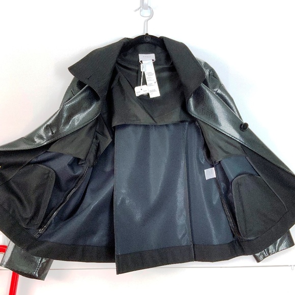 NWT Akris Punto Black Faux Snakeskin High Collar Jacket Sz 10 - Picture 6 of 16